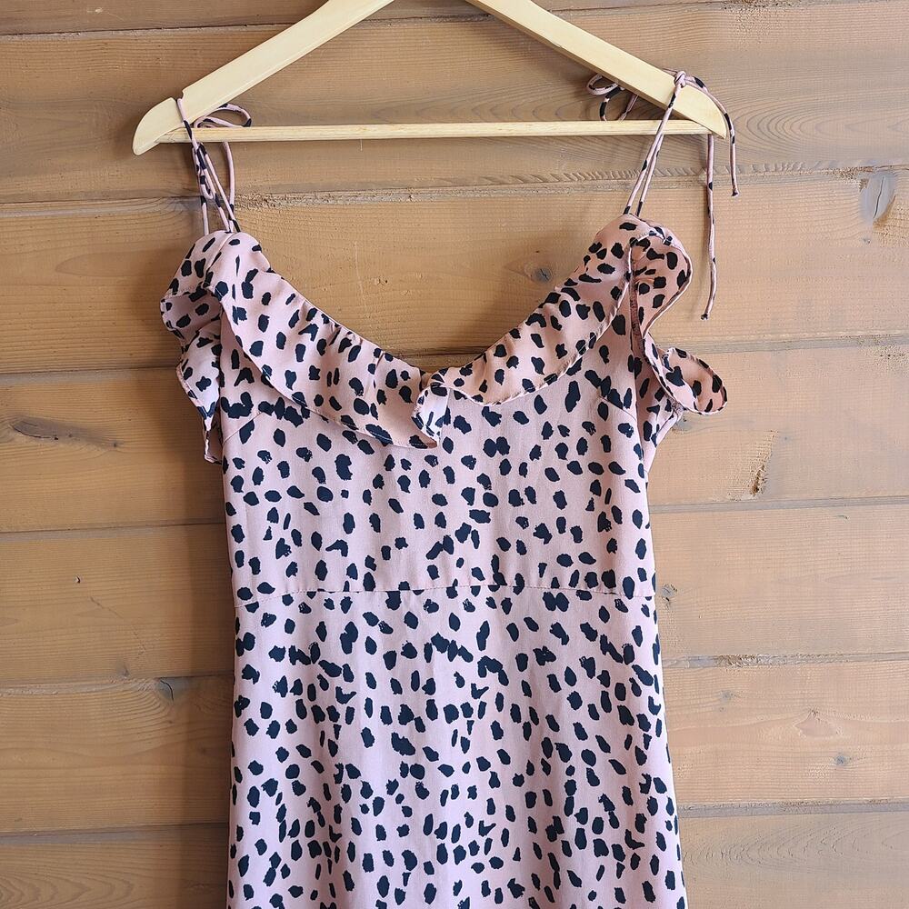 Forever21 Dress Spotted Ruffle Tank Top Bow Ties Flowy Feminine Boho Cottage M - Picture 4 of 5